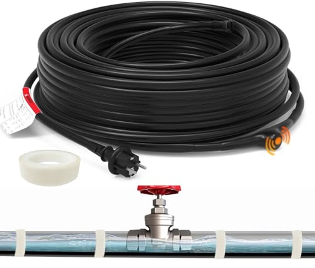 Pijptraceverwarming met thermostaat voor vorstbescherming van waterleidingen of planten - 