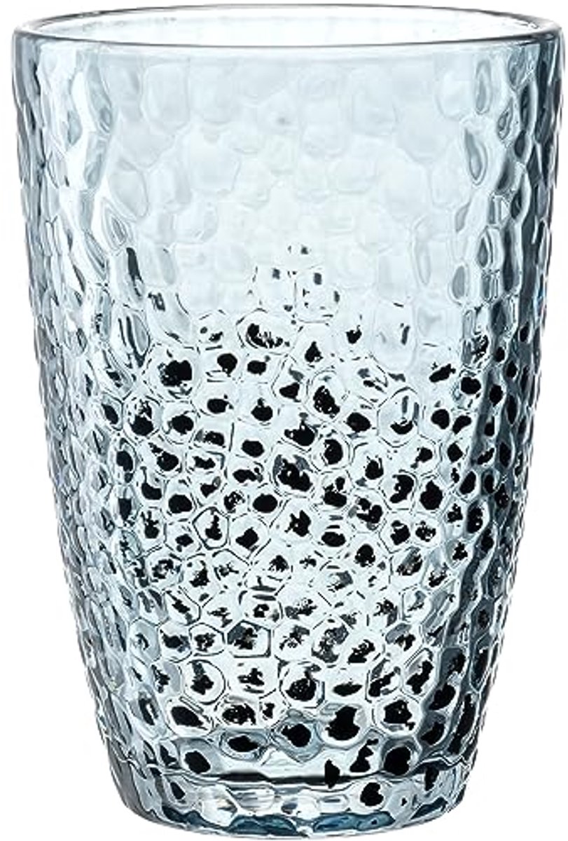 Hoogwaardig drinkglas van hamerslag-look - 340 ml - handgemaakt - vaatwasmachinebestendig - waterglas in blauw