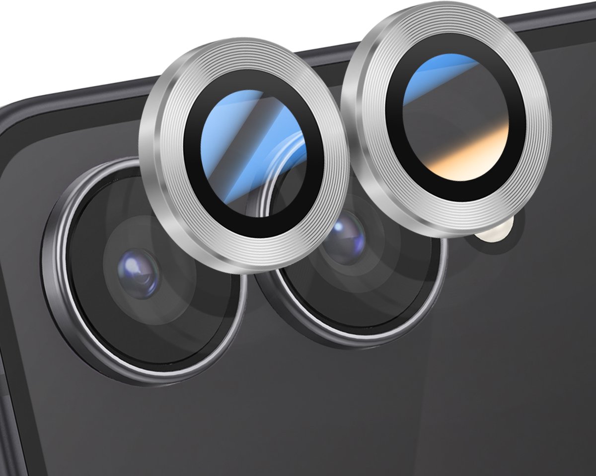ENKAY, Camerabescherming Geschikt voor Samsung Galaxy Z Flip 7 Dubbele lens, Zilver