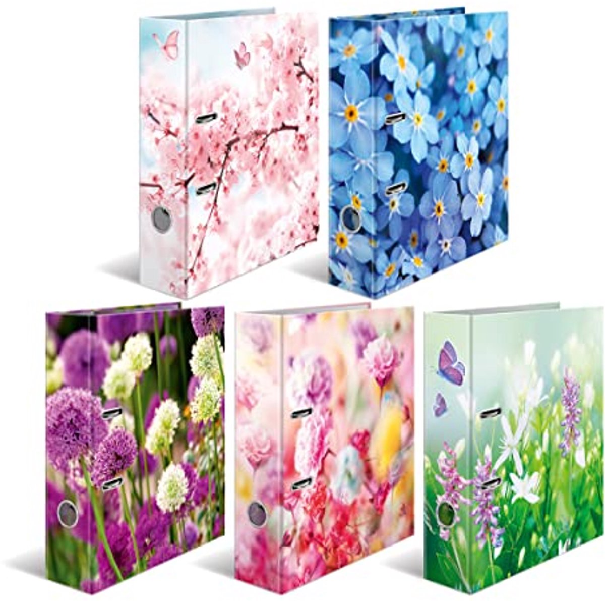 A4 Ordner Set met Plantenmotief - 10 Stuks, 7 cm Breed, Kleurrijke Kinderringmap voor Jongens en Meisjes