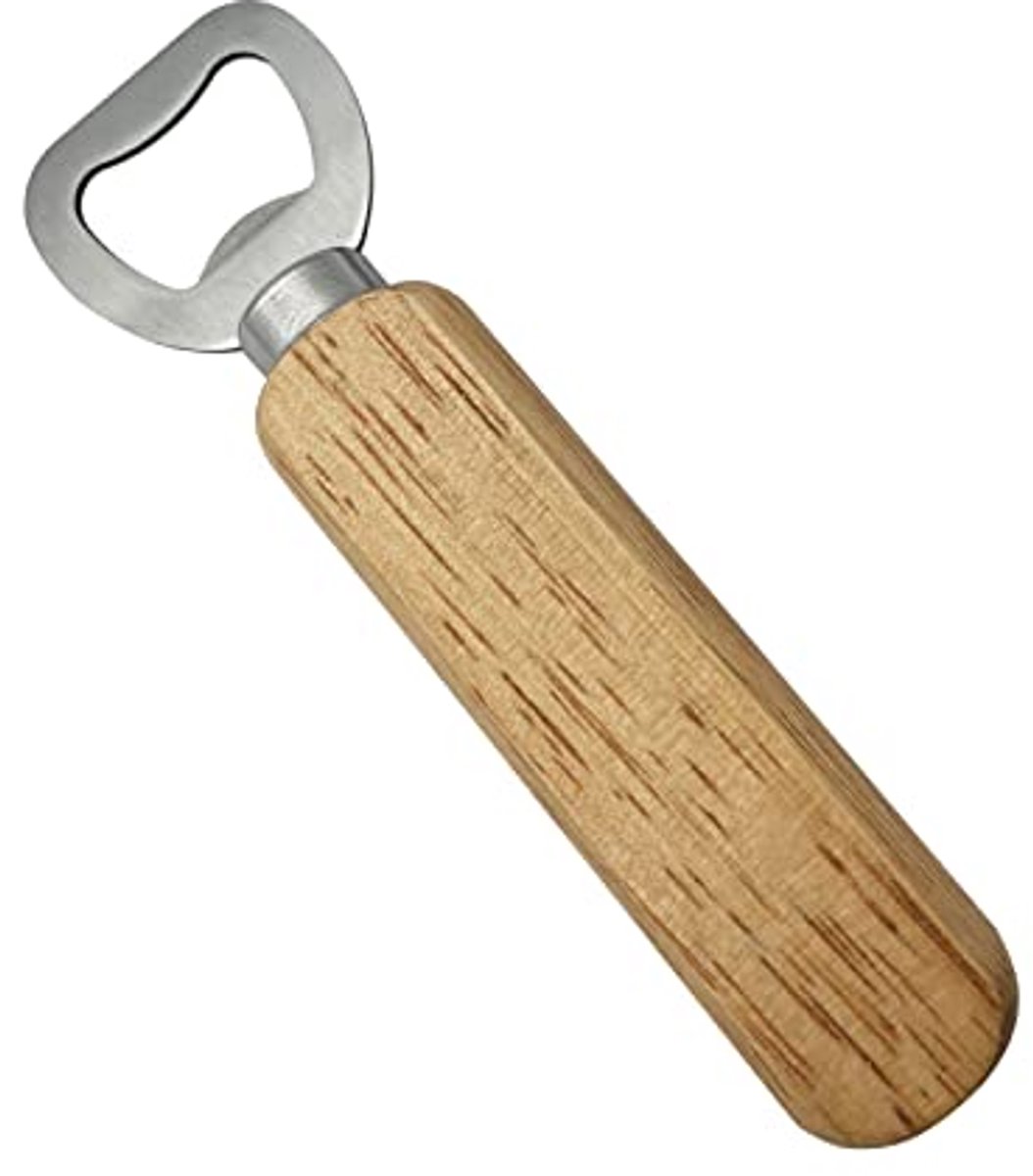 Houten Handvat Flesopener voor Wijn, Bier en Soda