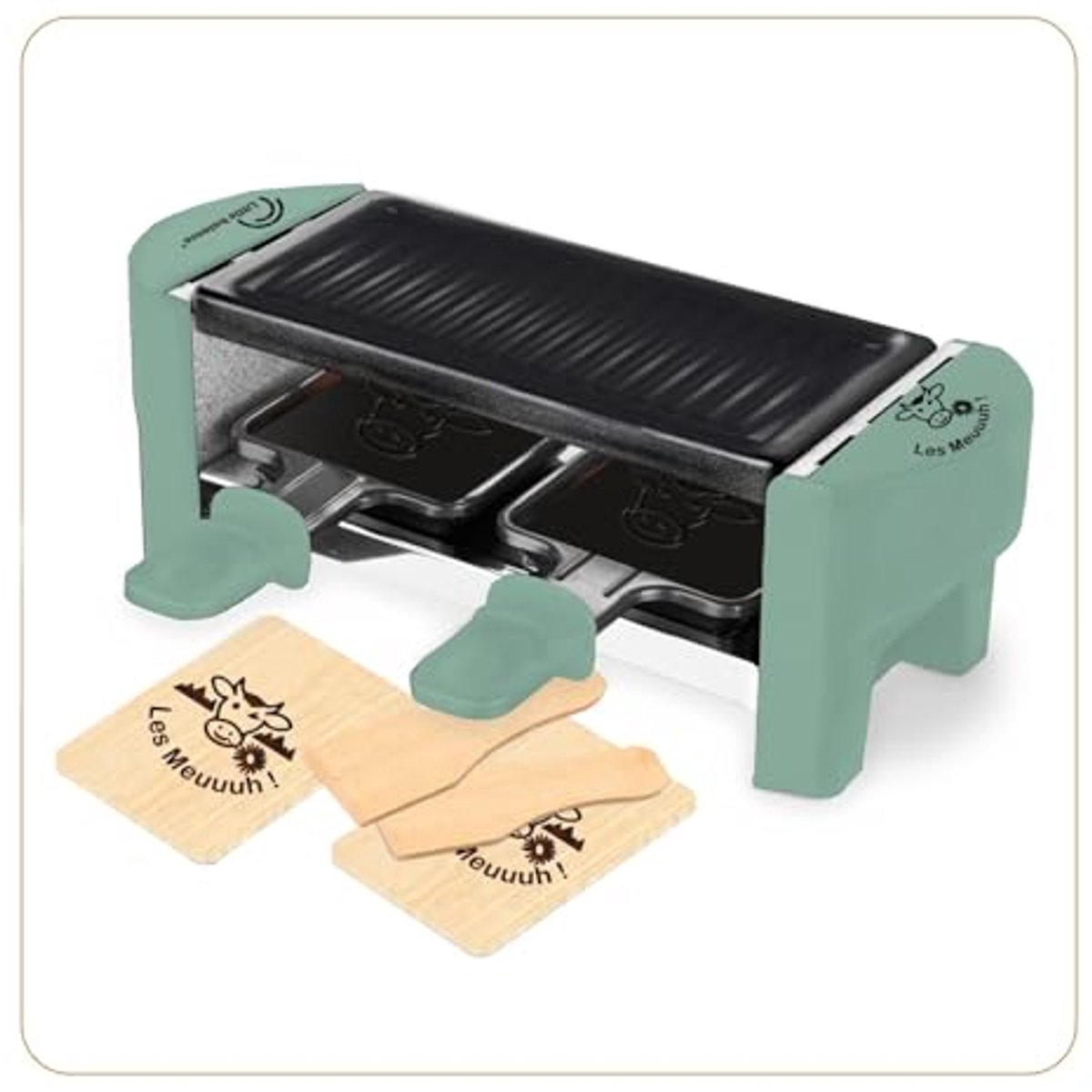 Raclette Grill voor 2 Personen met Afneembare Grill en Spatels - PFAS Vrij