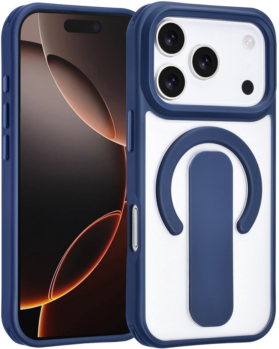 TUNIQ Anti-shock Back cover voor iPhone 17 Pro - Ingebouwde Ringstand - Marineblauw