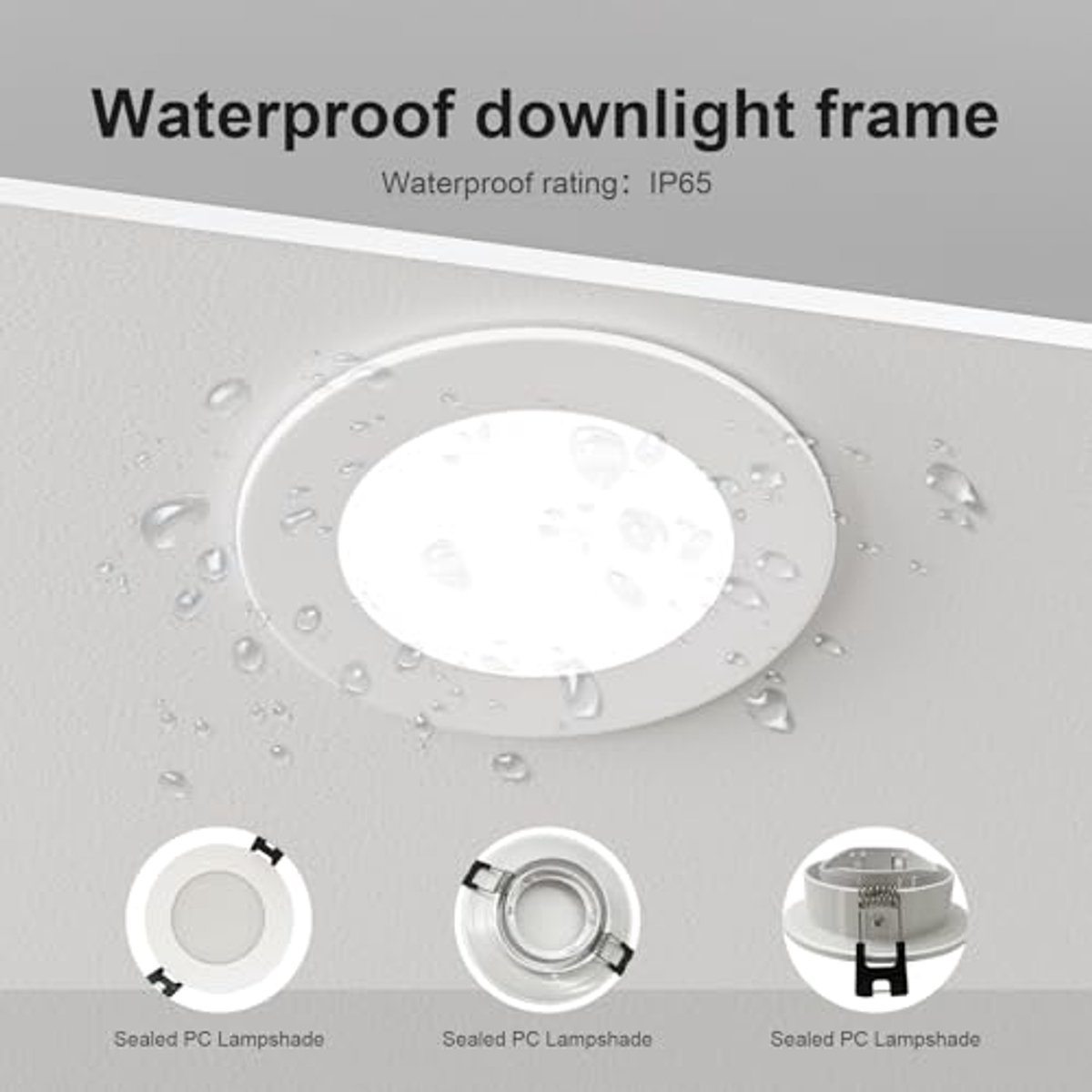 Inbouwspot frame IP65 waterdicht - Witte downlight met GU10 lamphouders - Set van 6 - Ø75