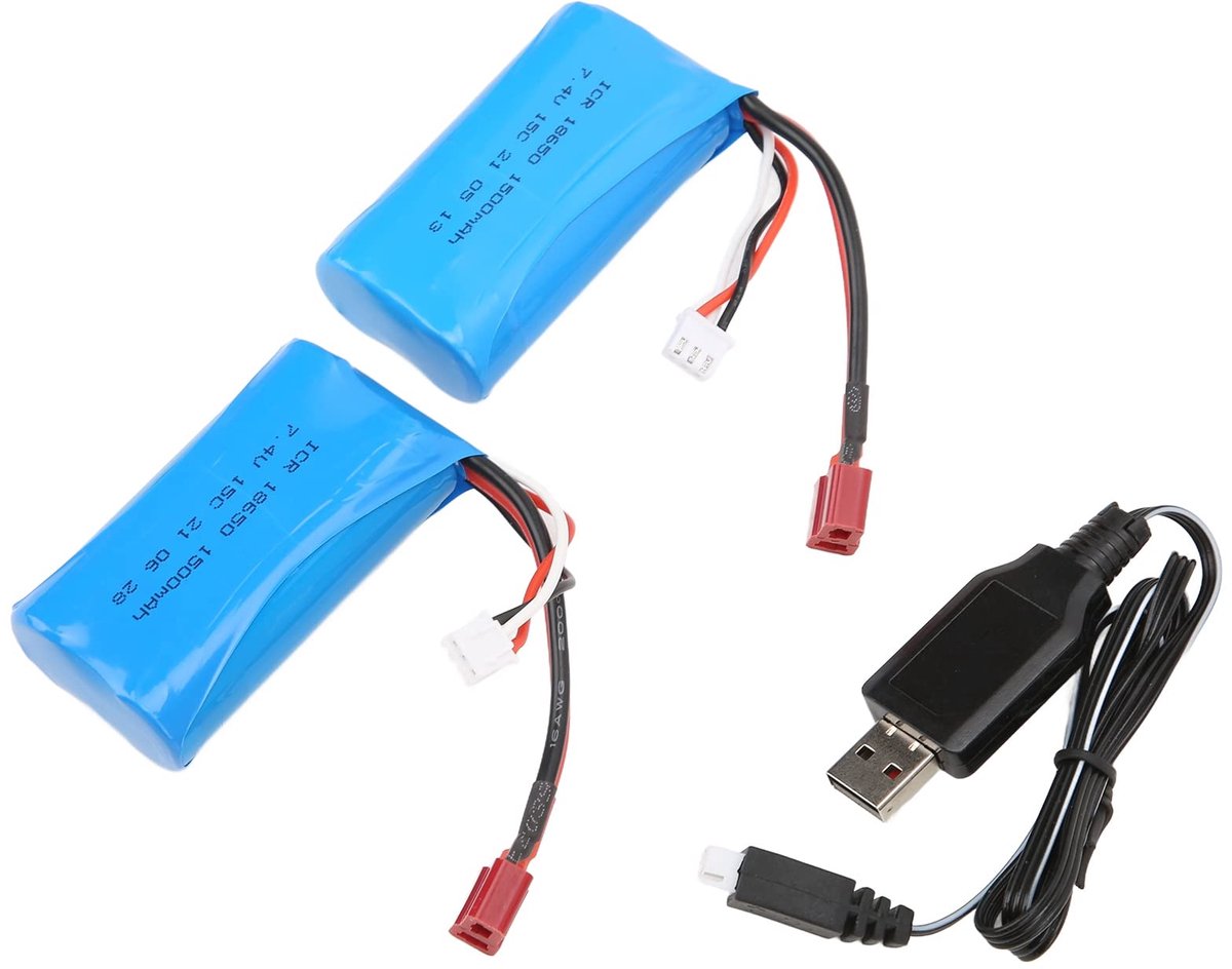 7.4V 1500mAh 15C Lipo Battery Rechargeable Lithium Battery with Charging Cable for RC Autoboot