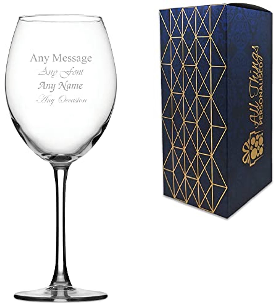 Gepersonaliseerd Gegraveerd Wijnglas 19oz – Ideaal Cadeau voor Elke Gelegenheid