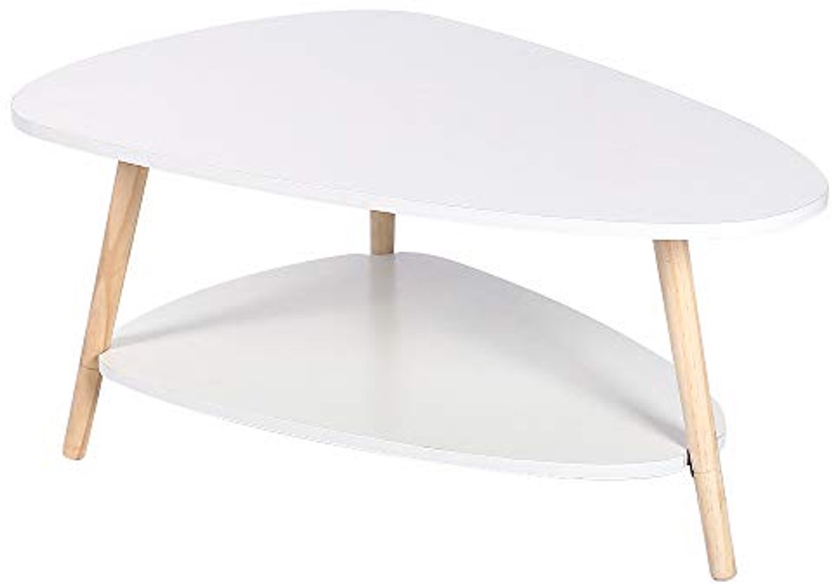 Moderne ovale salontafel met houten poten - Minimalistisch design en opslagfunctie - 90 x 60 x 40 cm