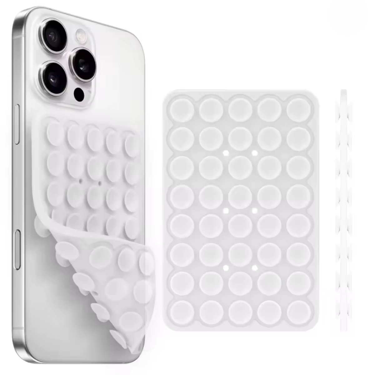 2st Dubbelzijdig Telefoonhouder met Zuignap, 70x8,3mm Rond Siliconen Telefoonhoesje met Zuignap Kleverige Telefoongreep Siliconen Telefoonhouder voor Mobiele Telefoons (Zwart Wit