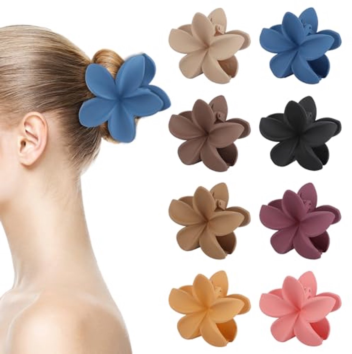 8 Bloemen haarklemmen in diverse kleuren voor vrouwen en meisjes