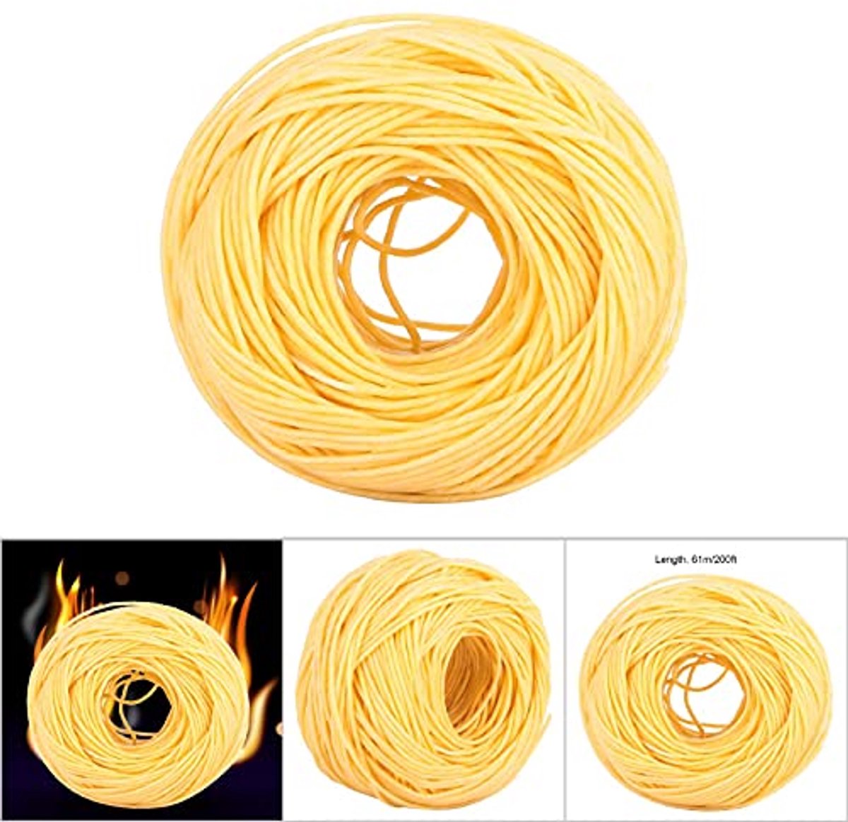 Candle Wick, Slow Burning, 60 m, Beeswax and paraffin candle wick smoke-free fragrance wick for stearin wax, dark colour, coated with organic hemp (light colour)