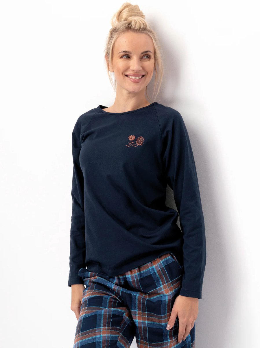 Key Dames Pyjama Flanel Katoen Blauw LNS 432 42 /