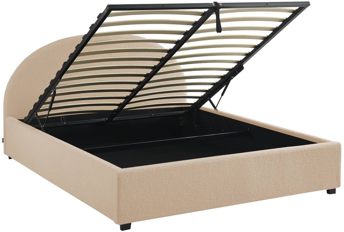 sweeek Bed met lattenbodem en hoofdeinde, b216,5 x d174 x h102cm nude