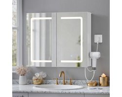 Xbro Badkamerkast met Touchscreen 3-kleurige LED Verlichting & Spiegel – Badkamerspiegelkast met EU Stekker – Voor Badka
