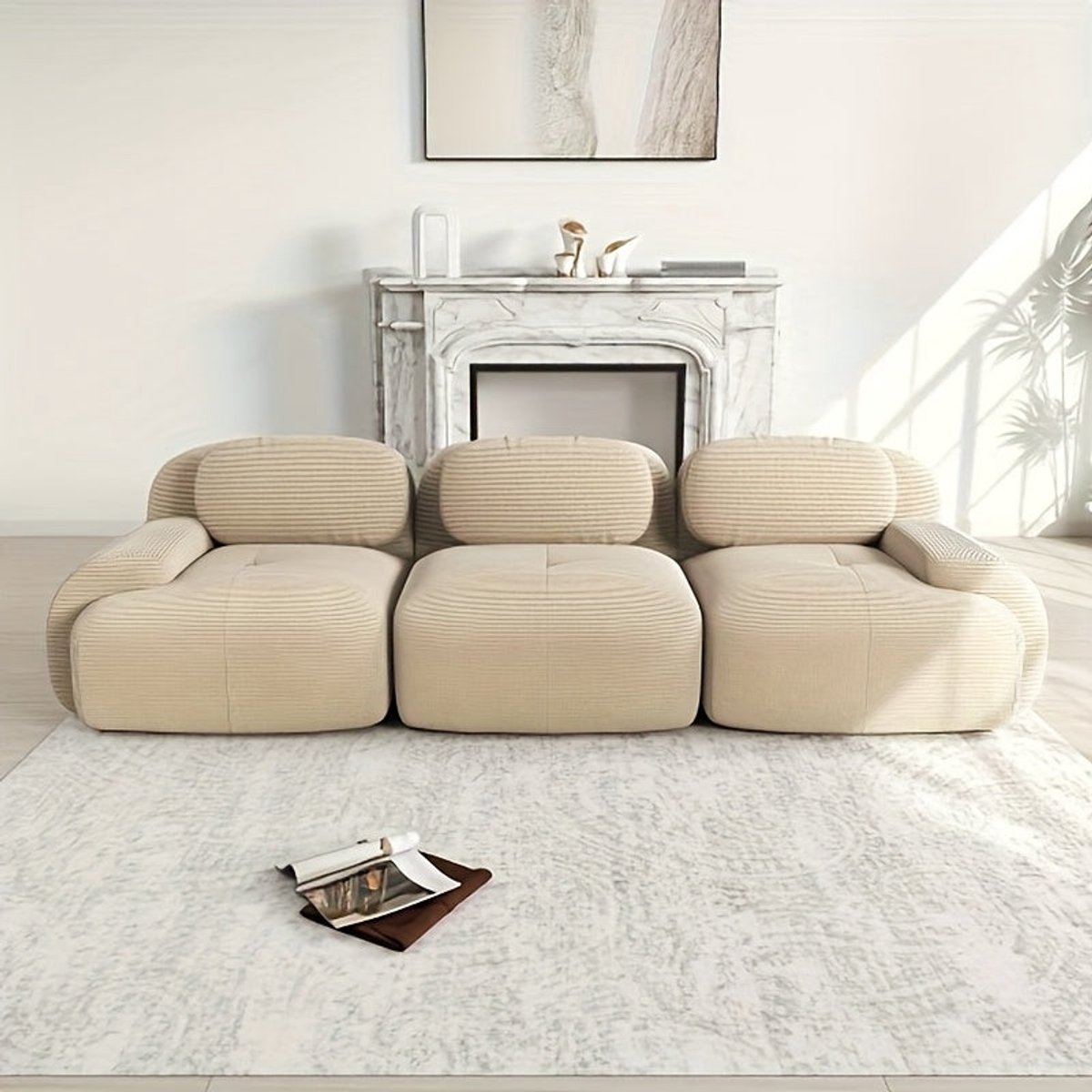 Corvance Bank – Sofa – 2-Zitsbank – Hoekbank – Loungebank – Modern Wit – Pluche Kussens – Makkelijk Schoon Te Maken