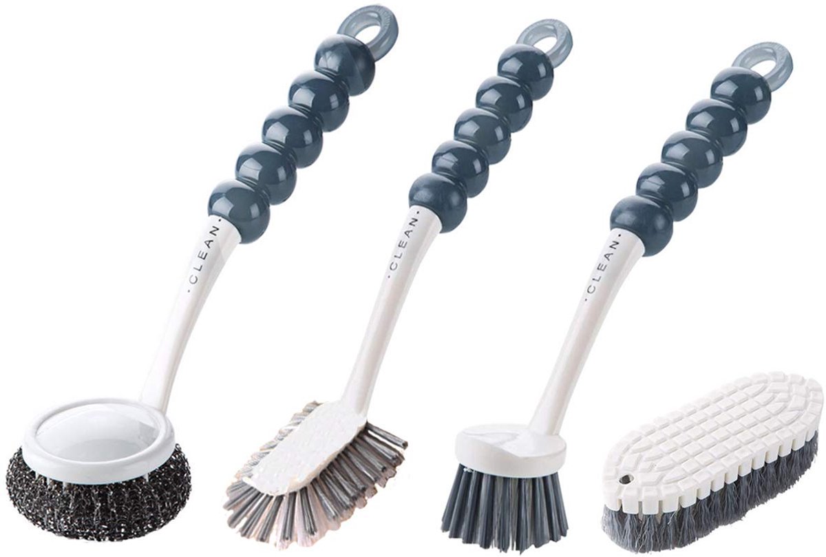 Ibenzoa® Set van vier multifunctionele reinigingsborstels voor keuken en badkamer
