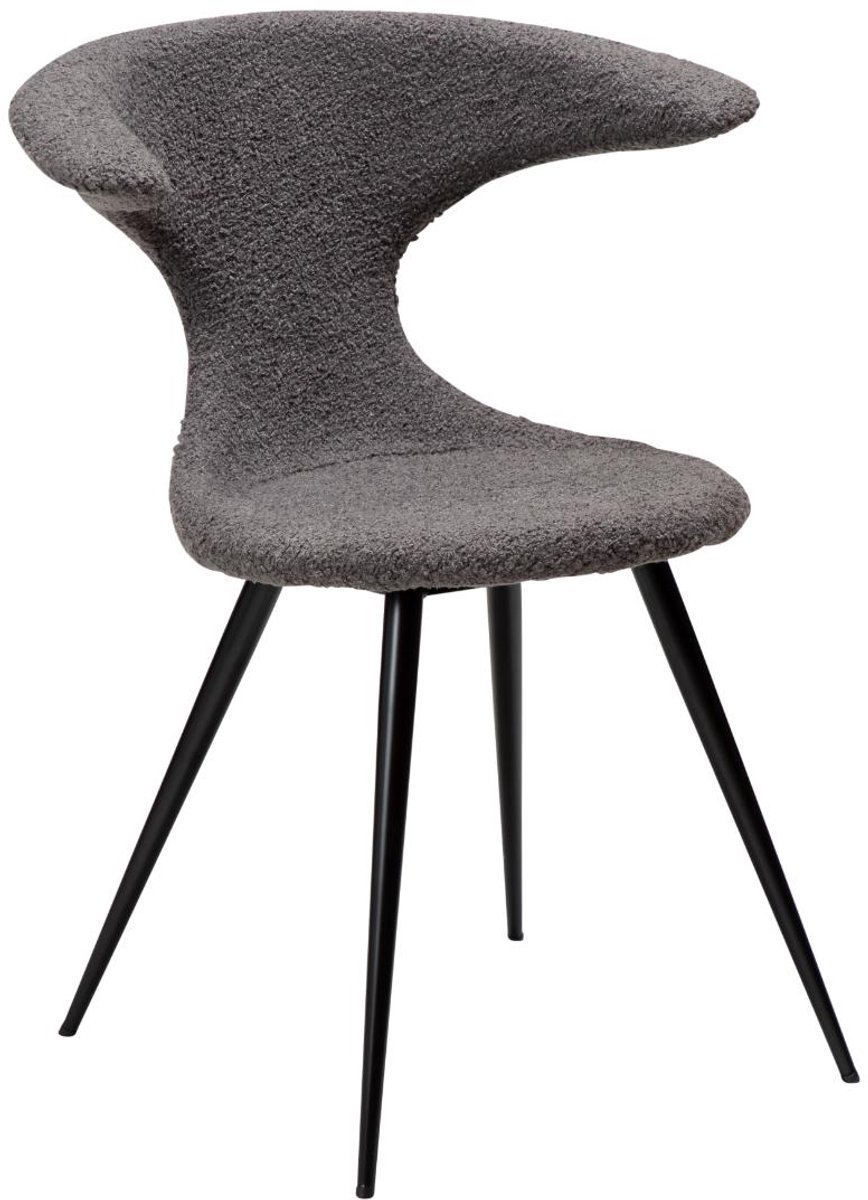 Flair Dan-Form eetkamerstoel bouclé grijs.
