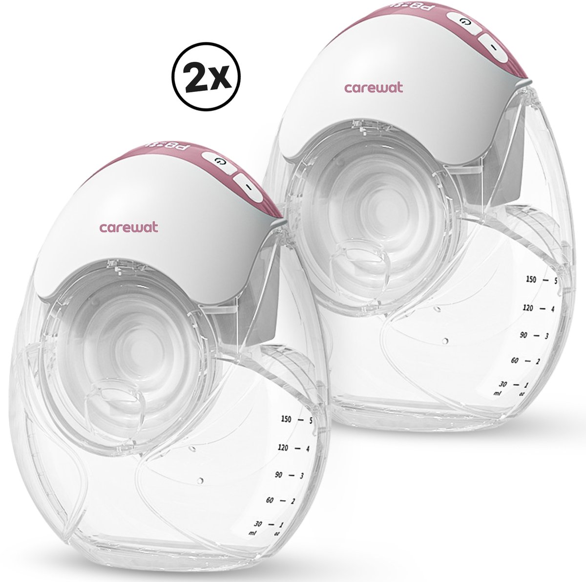 Carewat® Flow Max Borstkolf – Dubbele Elektrische Borstkolf – Handsfree & Draadloos borstkolven – BPA-vrij – Fluisterstil – Snelladen via USB-C – 12 Niveaus – Tire Lait - Breast Pump