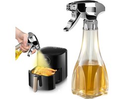 Elkuaie Olieverstuiver - Olijfolie Fles Verstuiver voor Keuken - Verstelbare Tuit Gelijkmatige Sproei - 1 - Airfryer, Grillen Zilver