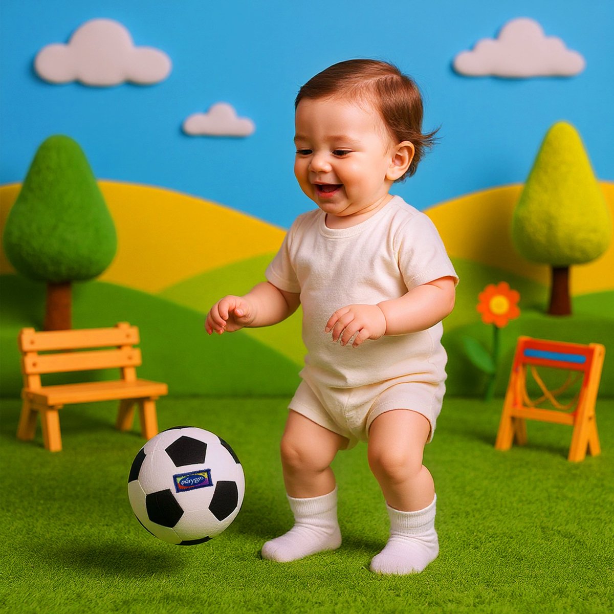 Playgro Baby Pluche Voetbal - Mijn eerste bal - Baby bal - Baby speelgoed - Voetbal Baby - Zachte Baby bal - Rammelaar Baby - Baby bal - Baby Speelgoed - Educatief baby speelgoed - Rammelaar - Zwart Wit - Belletje - 13cm — afbeelding 17