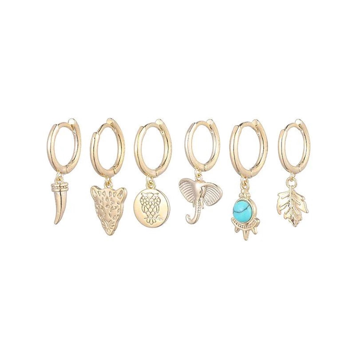 Aramat Jewels | Oorringen | Set van Goudkleurige Dierenfeest Oorringen set | | | |12mm | | | Verkleurd niet