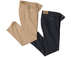 ATLAS FOR MEN - Set van 2 comfortabele stretchbroeken met regular fit pasvorm - Heren - Verkrijgbaar in grote maten - W32