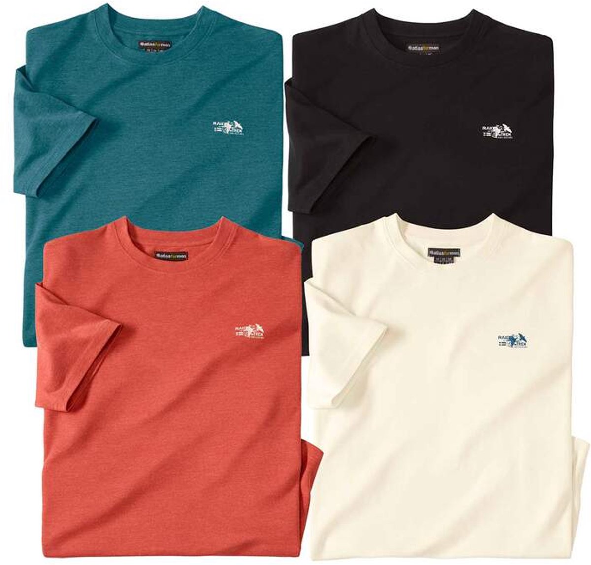 ATLAS FOR MEN - Set van 4 T-shirts Raid - Heren - Verkrijgbaar in grote maten - 4XL