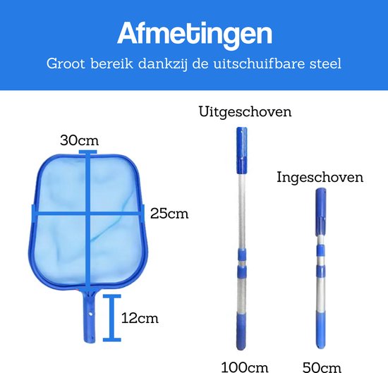 DIVERZA Telescoop Schepnet - 30x25cm - Uitschuifbare Telescoopsteel 50–150 cm - Fijnmazig Visnet - Zwembad Schepnet - Vijver Schepnet - Lichtgewicht & Duurzaam van Merkloos — afbeelding 5