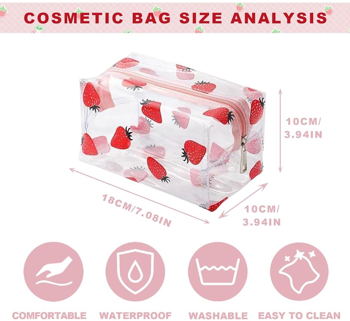 Doorzichtige etui - set van 4 - waterdicht - voor school en cosmetica
