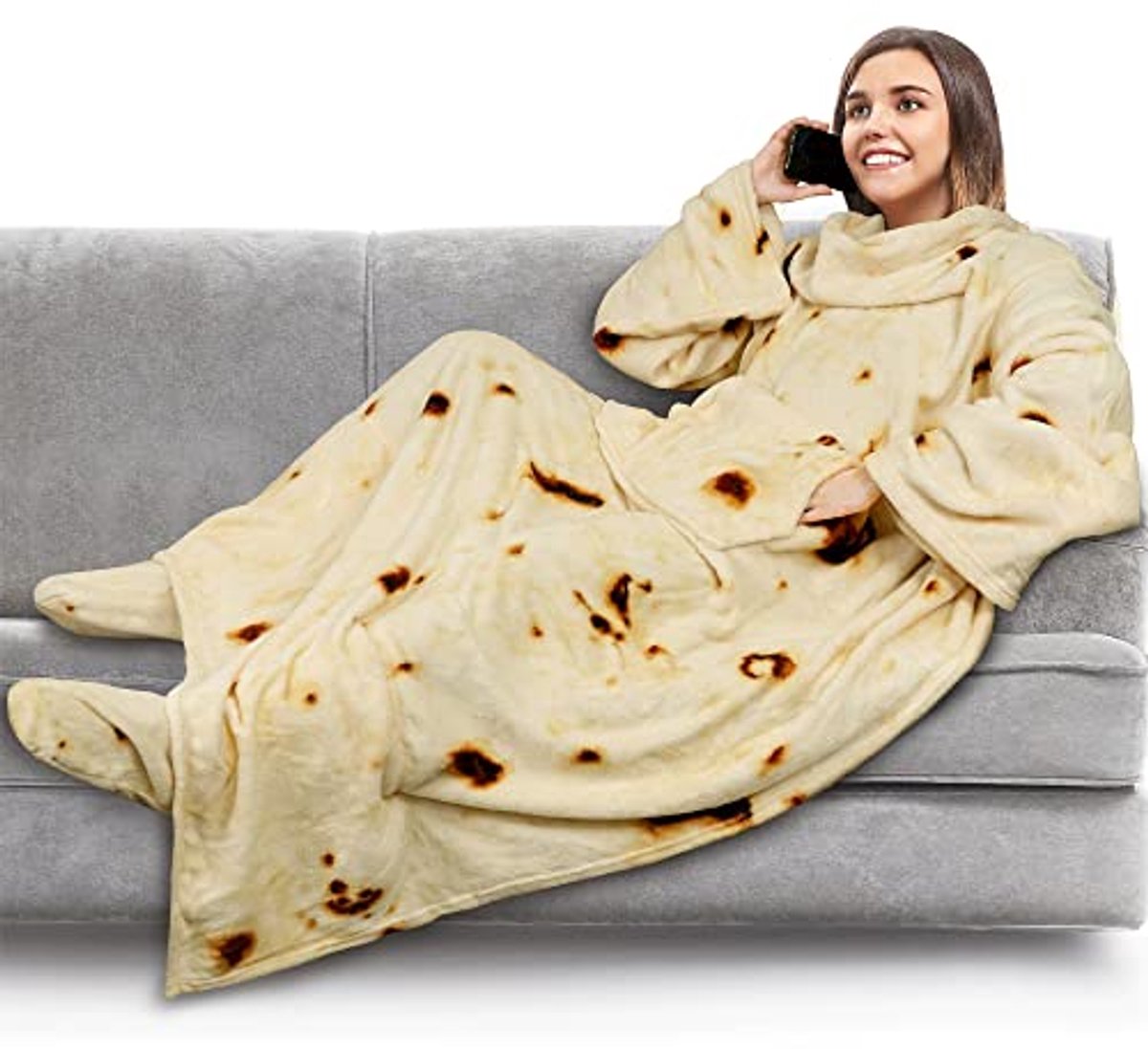 Fleece Dekentje met Mouwen en Voetzakken