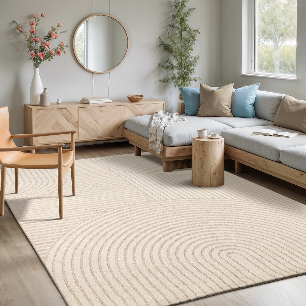 Mia’s Teppiche Atlas – modern vloerkleed met 3D structuur, fluweelzacht & onderhoudsvriendelijk, beige, 80 x 150 cm