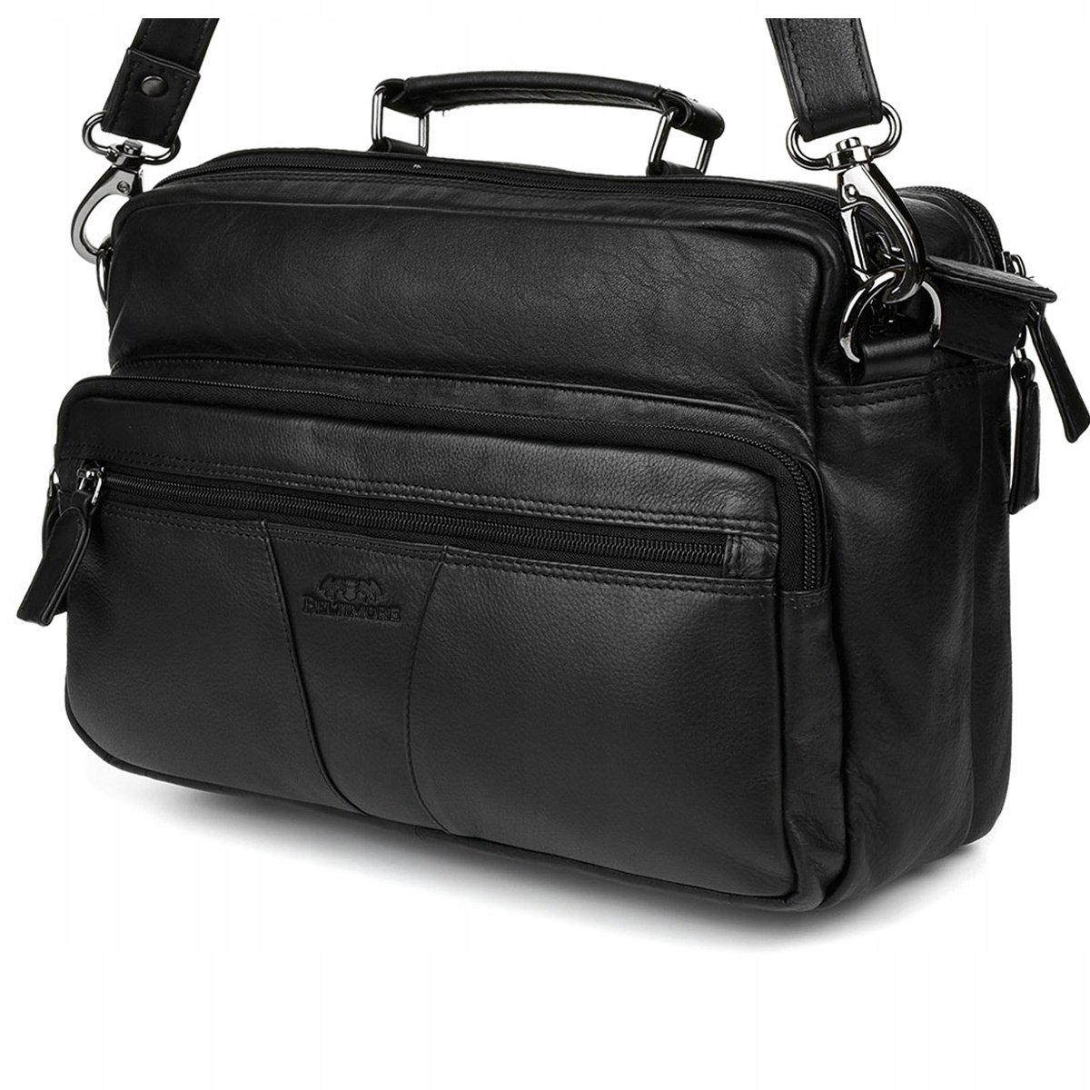 Elegante Herentas Leer Zwart Crossbody Ruim
