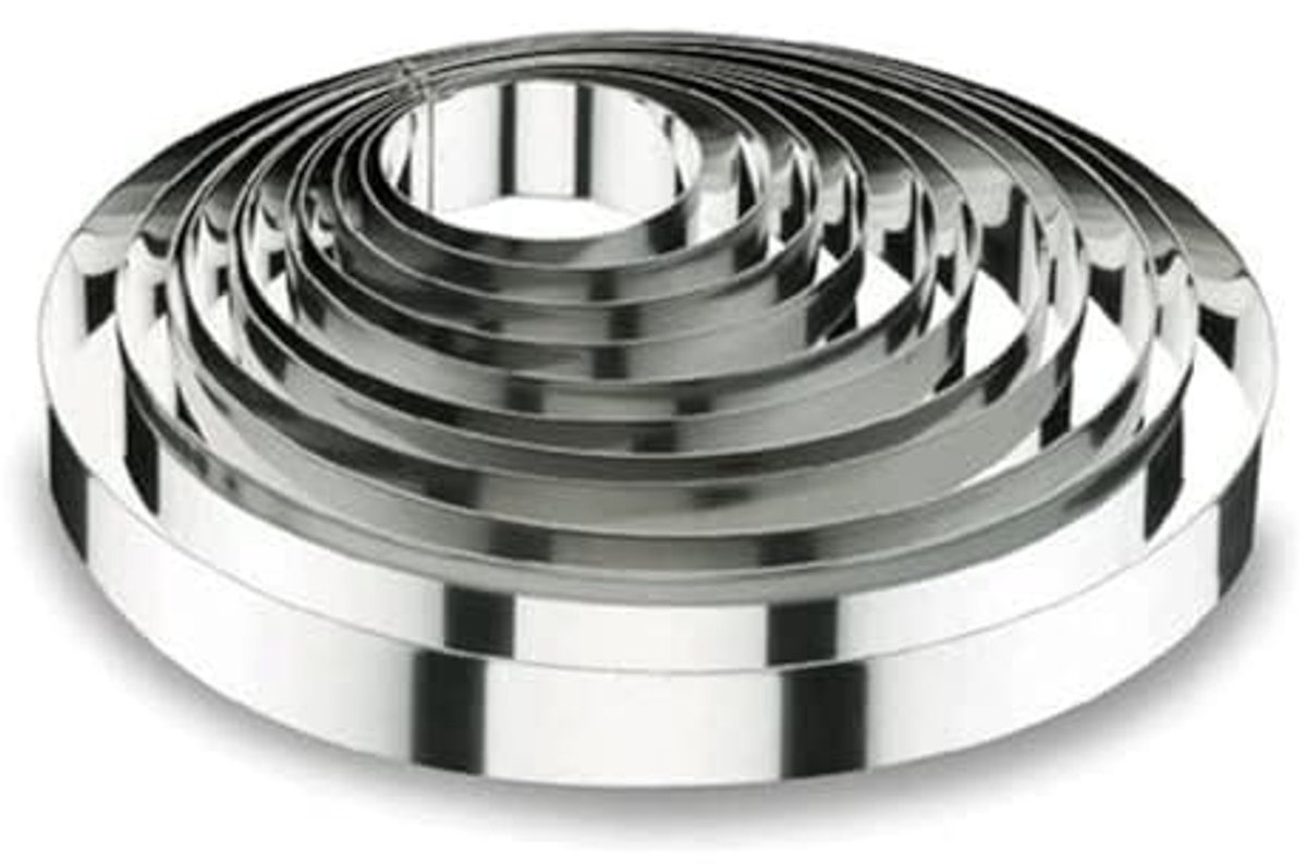Ronde taartring roestvrij staal, 14 x 4,5 cm