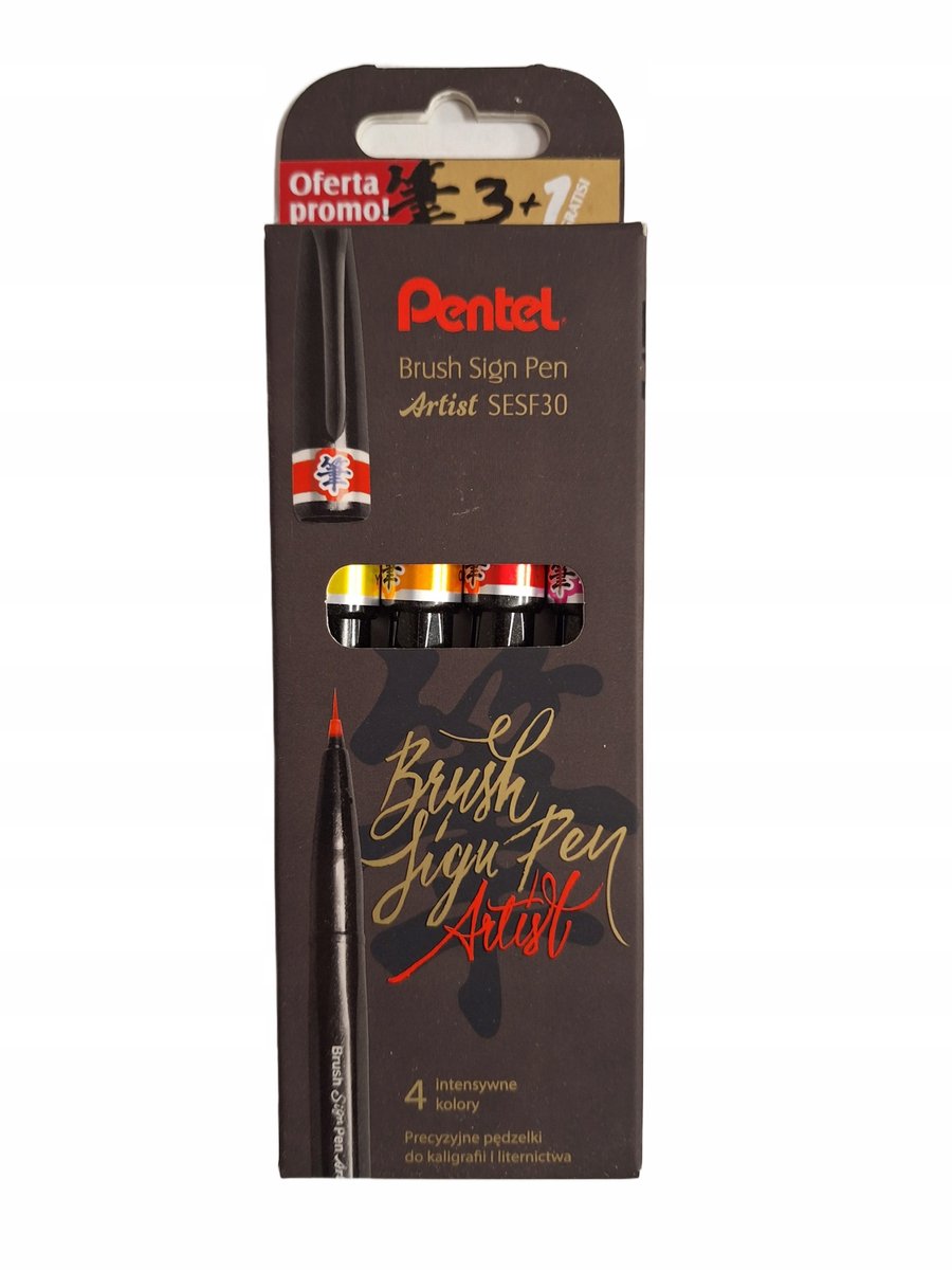 Pentel Brush Sign Pen Artist Markers - 4 Stuks Zonnige Kleuren
