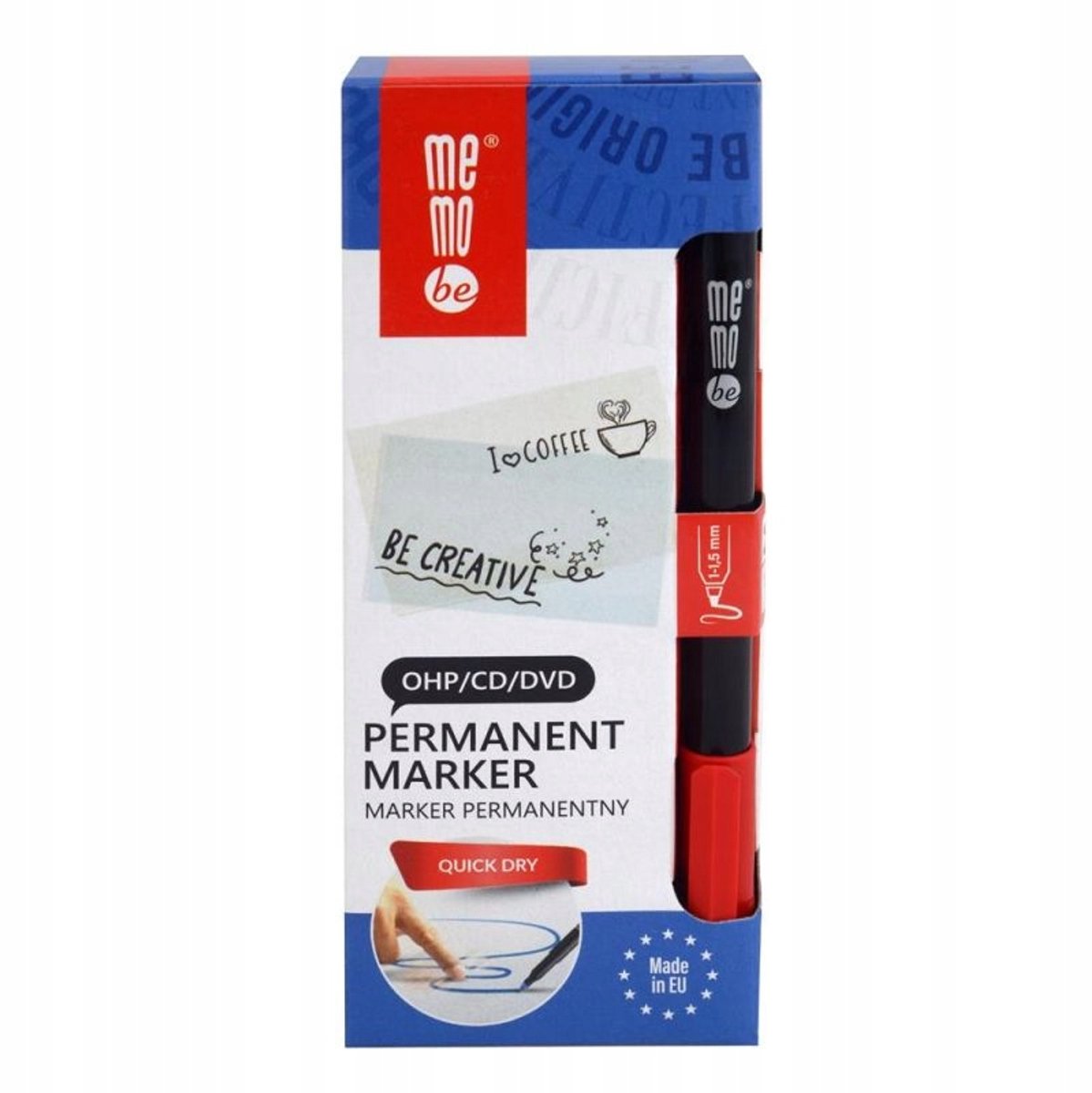 MemoBe MM252 Permanente Marker, M Punt 1-1,5 mm, Rood