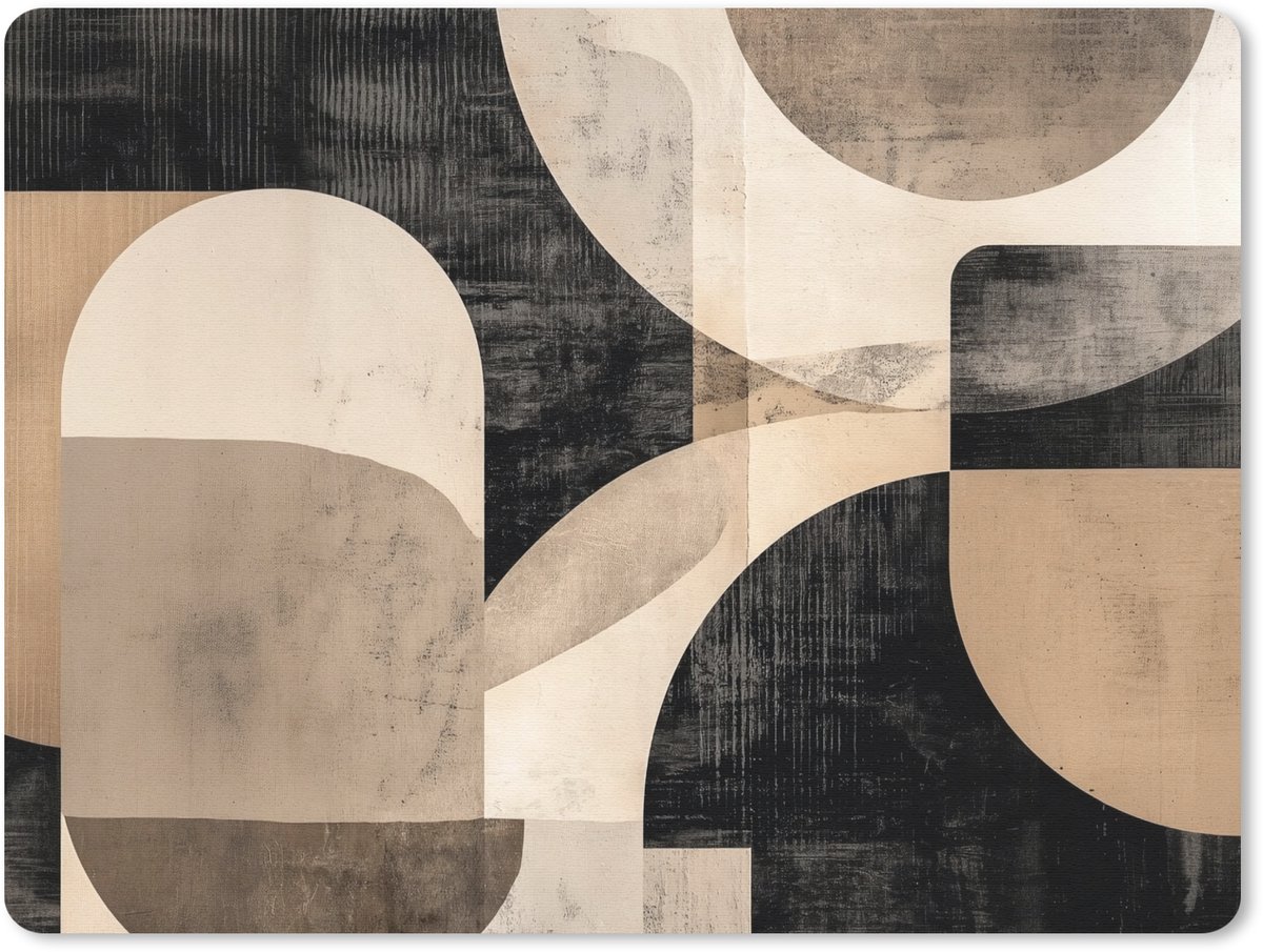 Muismat 23x19 cm - Mousepad Abstract - Vormen - Modern - Beige - Muismatten