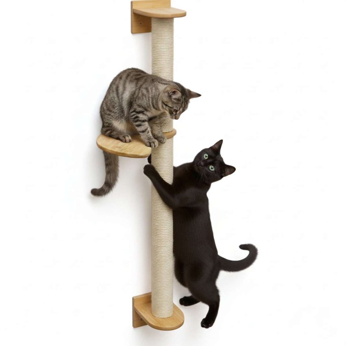 102 cm Wandkrabpaal met 1 Bamboe Plank - Katten Klimboom van Sisal - Krabpaal met Muurbevestiging