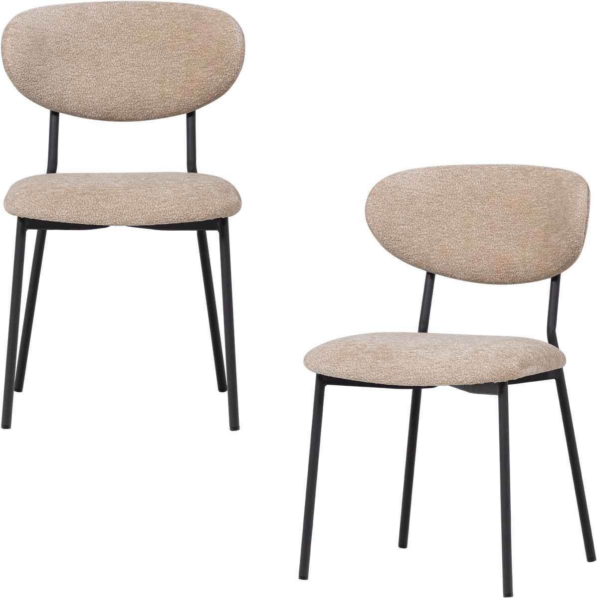 WOOOD kjeld eetkamerstoelen - chenille stof - naturel - set van 2