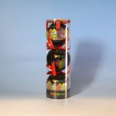 Set de Boules de Noël de Noël Amsterdam Zwart, Holland: Zwart and Diverse Colors (3 pieces) - Amsterdam Canals + Heart with Merry Christmas