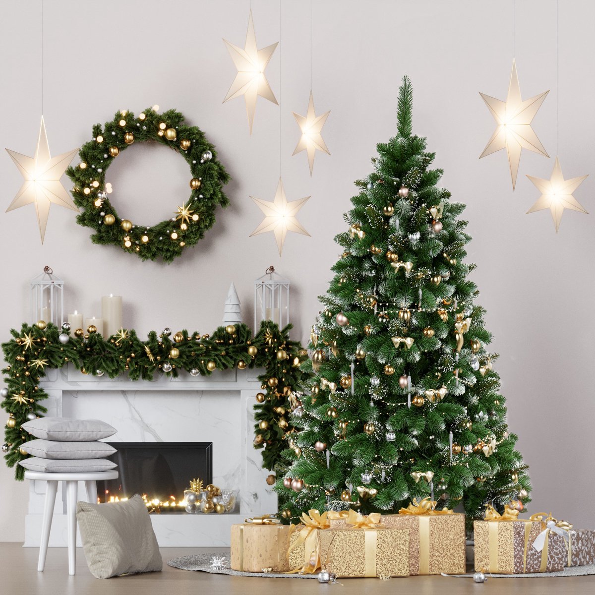 QLS Kunstkerstboom NK9 180 cm Spar met standaard Dennenboom