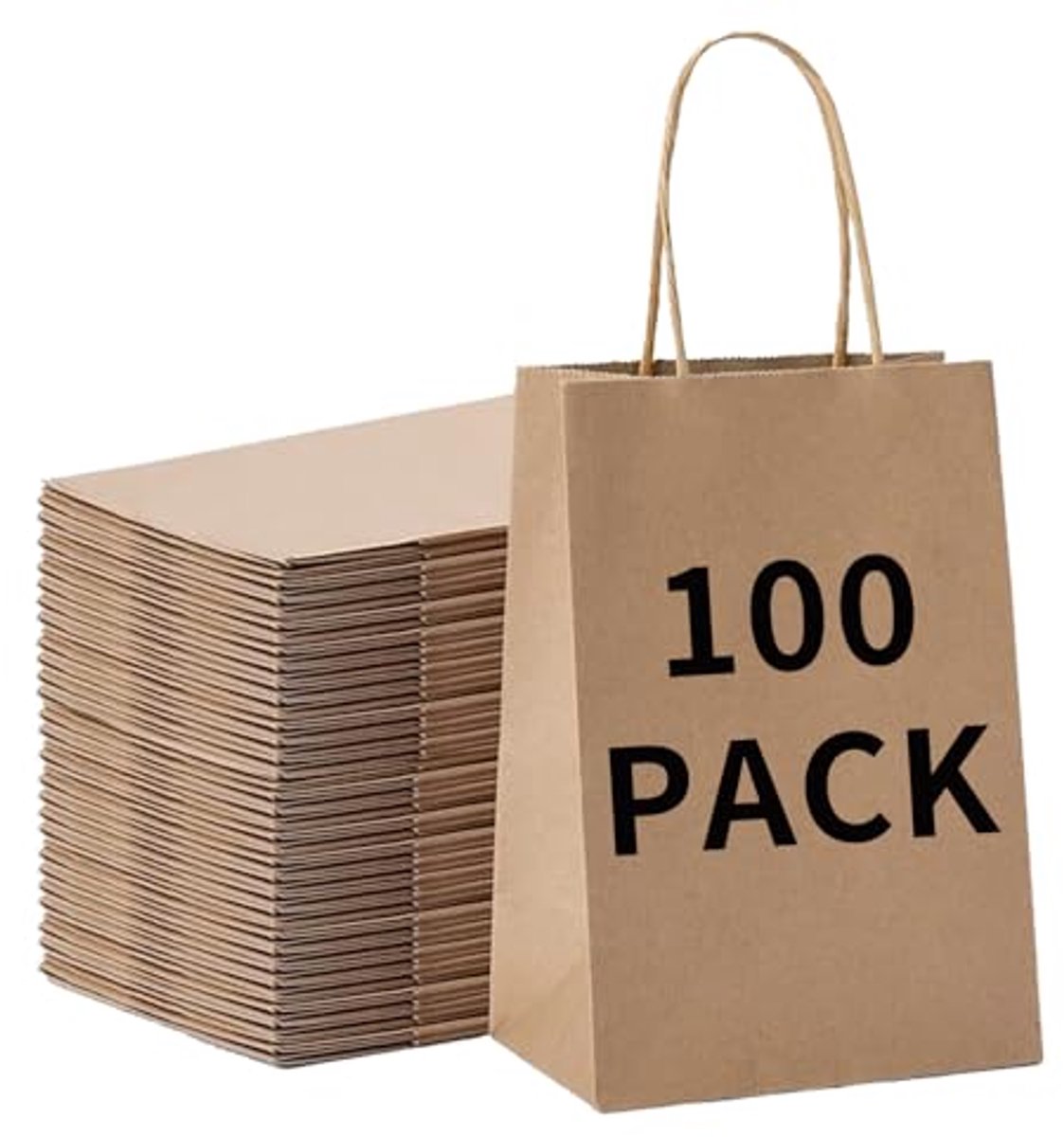 100 Pack Papieren Zakjes met Handvatten voor Verjaardagsfeesten en Cadeaus