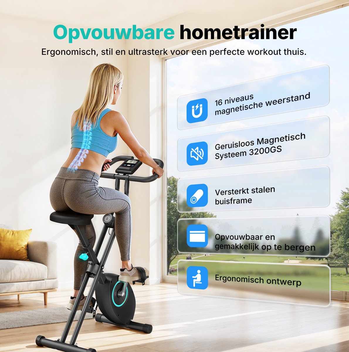MERACH Opvouwbare Magnetische Hometrainer - 16 - afbeelding 2