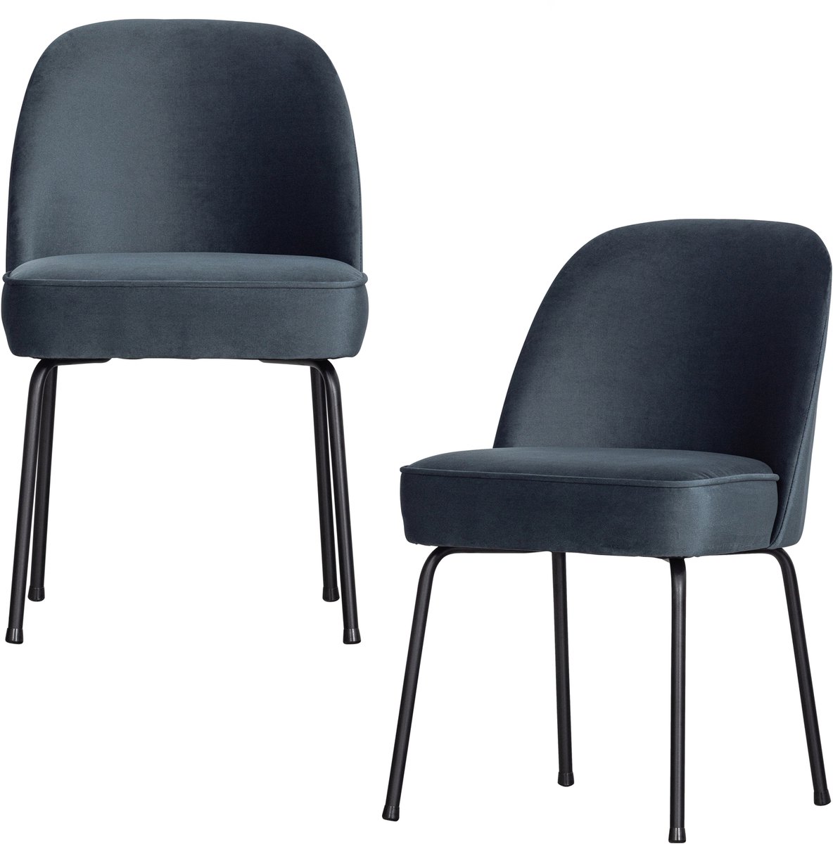 WOOOD Vogue Eetkamerstoelen - Velvet Stof - Teal - Set van 2 Blauw