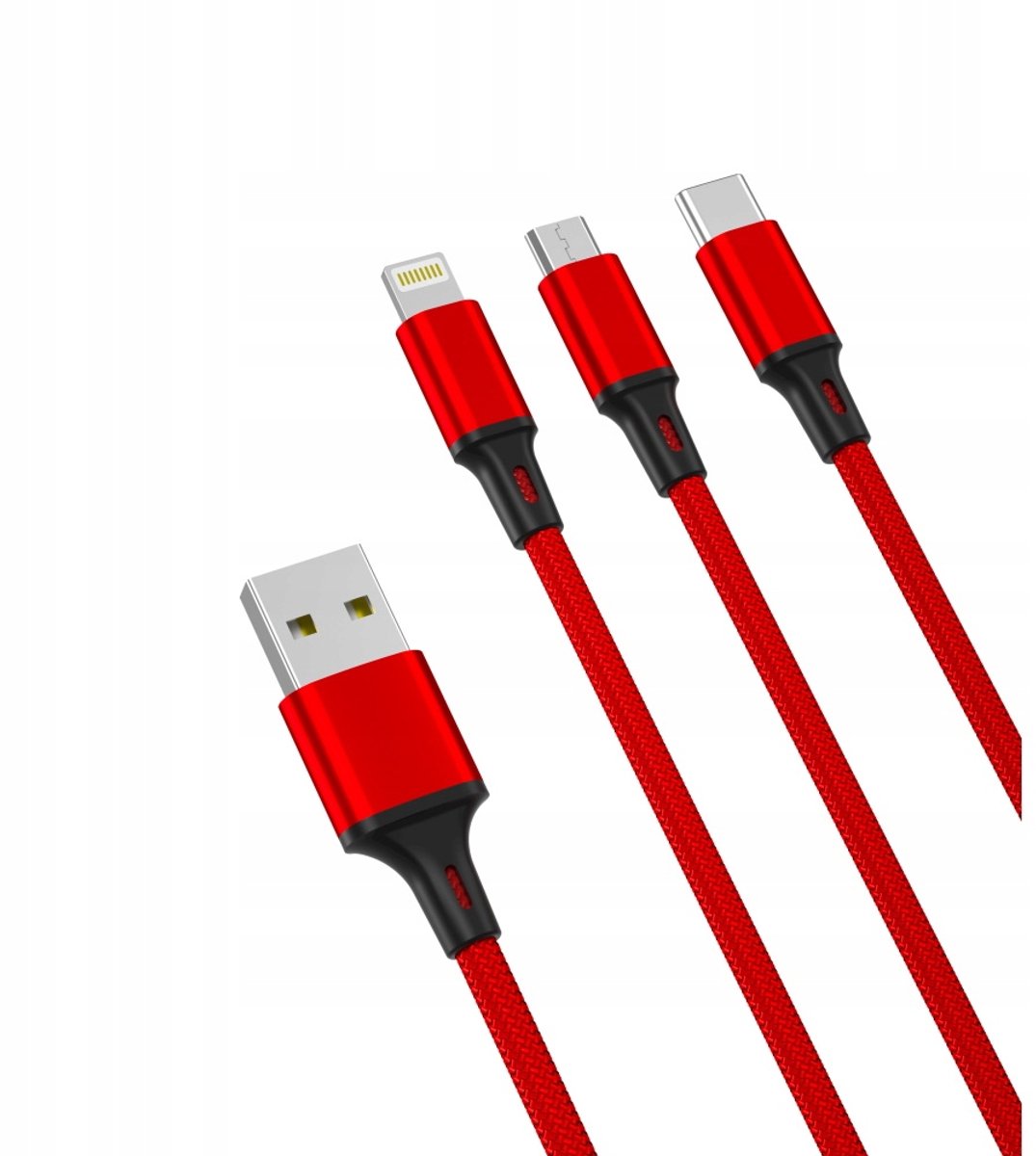 XO 3-in-1 Laadkabel: USB-C, Lightning, MicroUSB - 1,2m, 2,4A