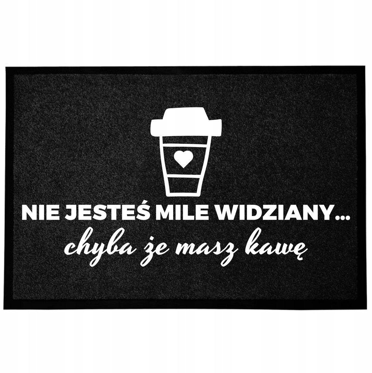 Grappige zwarte deurmat "Koffie?" - 40x60 cm, antislip