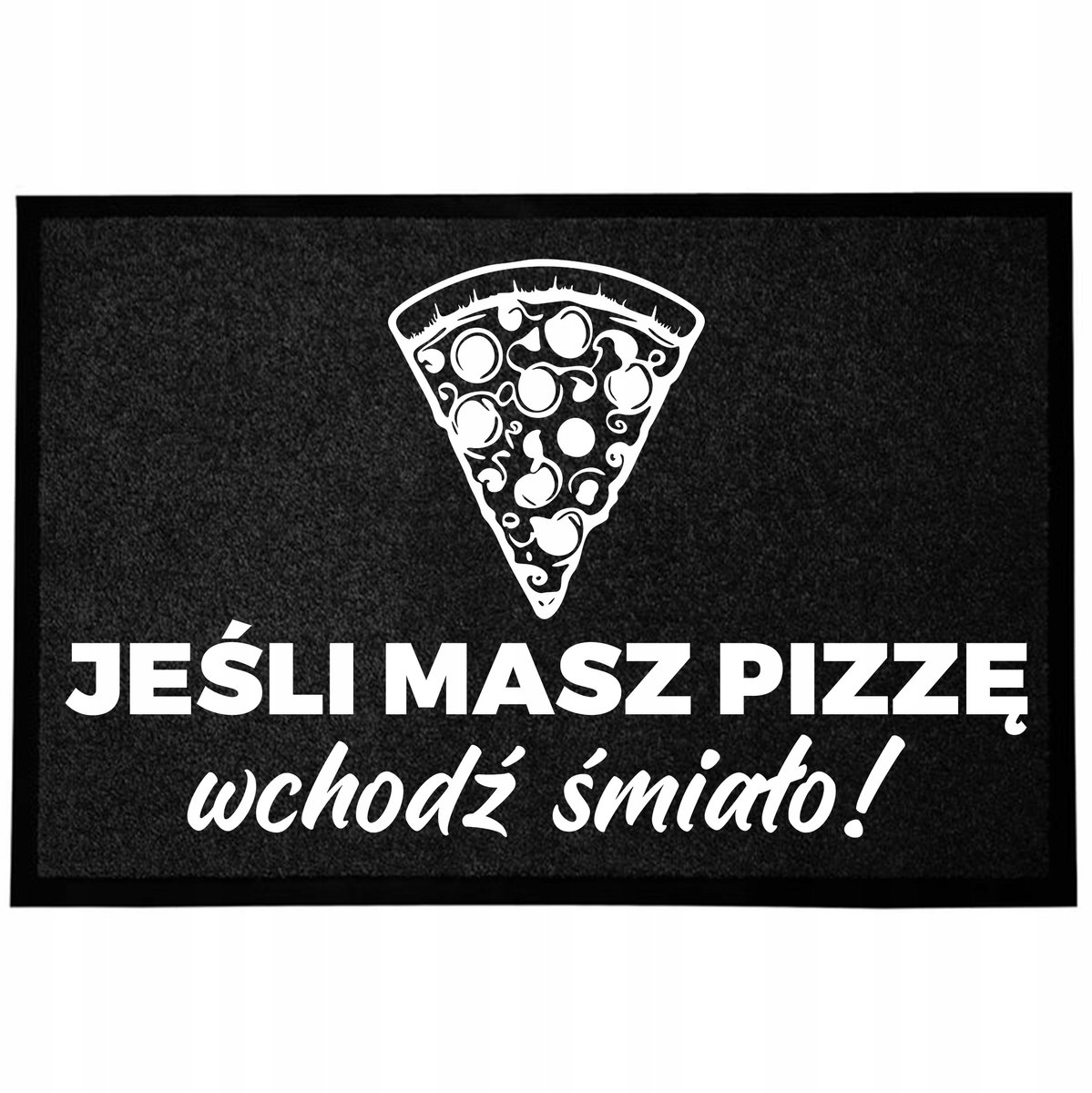 Grappige zwarte deurmat 40x60cm 'Als je pizza hebt, kom binnen!'