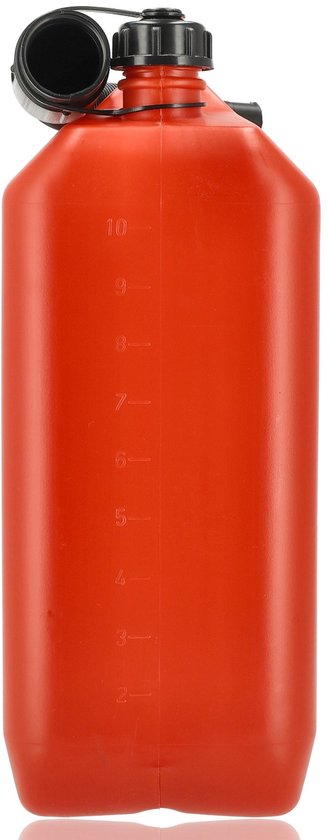 Jerrycan 10 Liter Rood – Set van 2 – UN-Gekeurde Brandstof Jerrycans voor Benzine en Diesel – Kunststof Benzinetank met Lange Schenktuit en Vulslang – Brandstofkan jerrycan Voor Auto, Boot, Camper en Tuinmachines