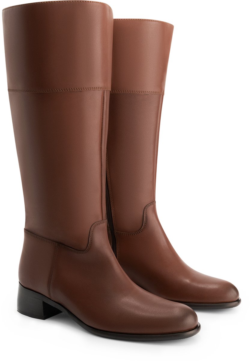 Jilsen Dames Laarzen Brede Schacht en Laarzen Brede Kuiten Anna in Chestnut Kuitomtrek 44 cm, schoenmaat 37