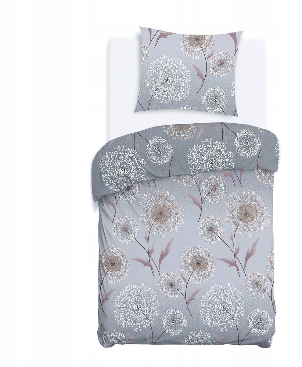 Flanel Flanelove Beddengoed 140x200cm Grijs Paardenbloemen 1 Kussensloop