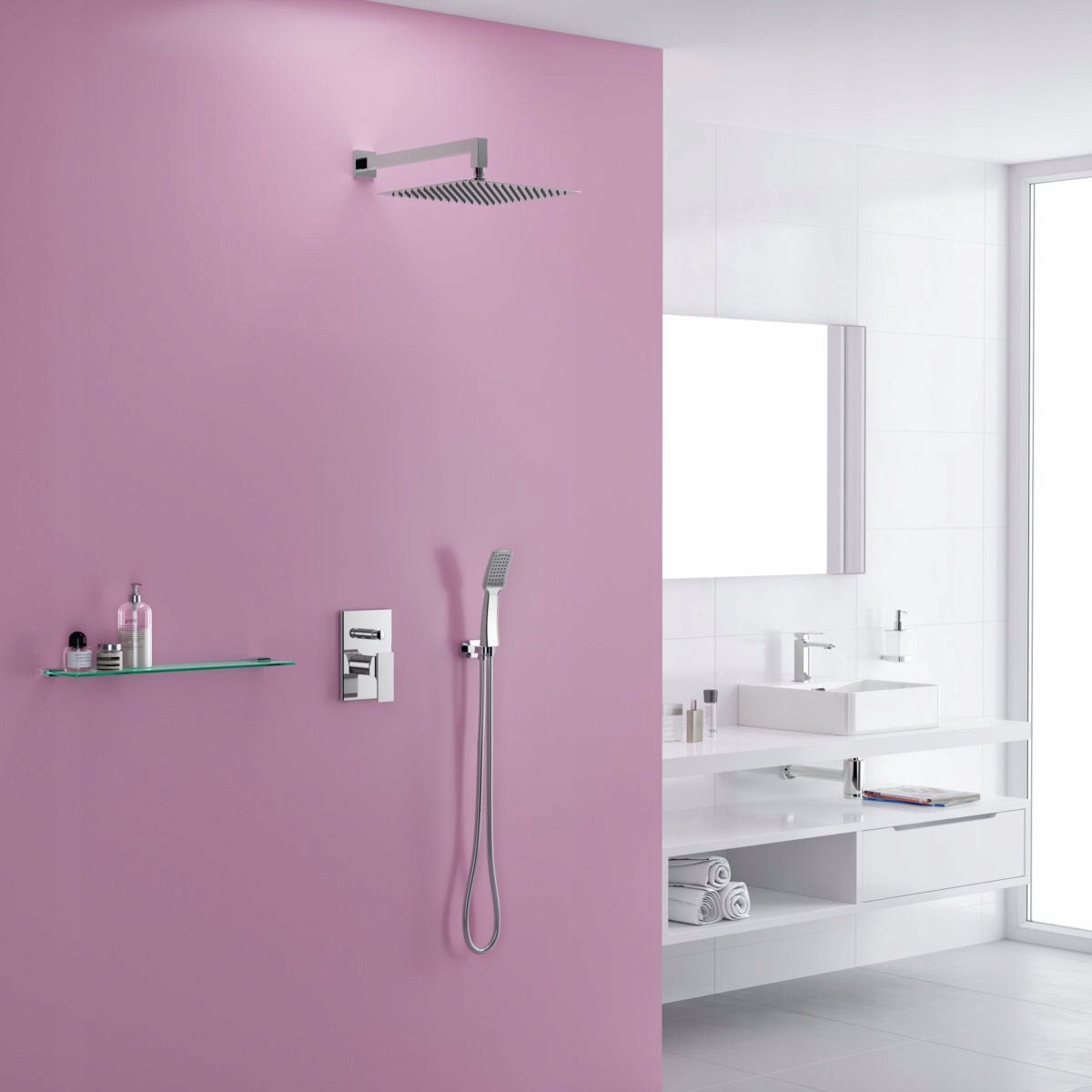 Douchekop Regendouche 20x20cm Zwart Mat Slim RVS