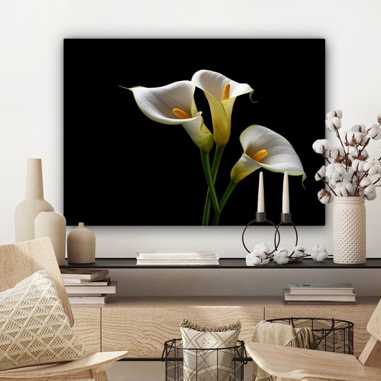 Canvas schilderij 80x60 cm - Wanddecoratie Planten - Bloemen - Wit - Natuur - Botanisch - Muurdecoratie woonkamer - Slaapkamer decoratie - Kamer accessoires - Schilderijen op canvas